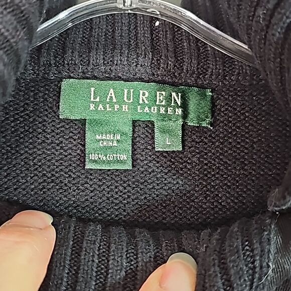 Sweater by Lauren Ralph Lauren Turtleneck Snap Goldtone Hardware Black Size L - Picture 3 of 6